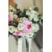 Бело-розовый букет невесты из орхидей