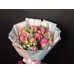 Букет тюльпаны с гиперикумом и пионовидной кустовой розой